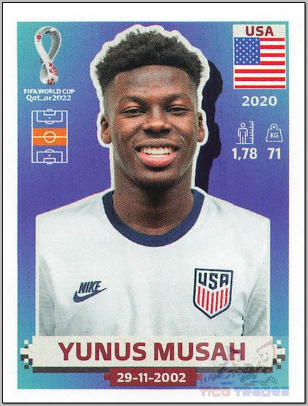 White Border - USA15 Yunus Musah  Panini   