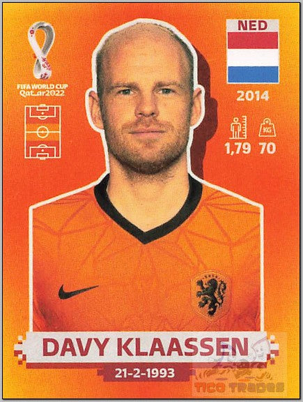 Orange - NED12 Davy Klaassen  Panini   