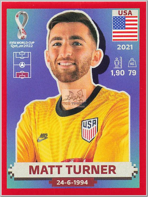 USA3 Matt Turner - Red Border  Panini   